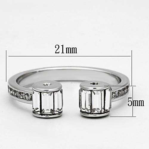 3W526 - Rhodium Brass Ring with Top Grade Crystal in Clear - Alamode - Flyclothing LLC