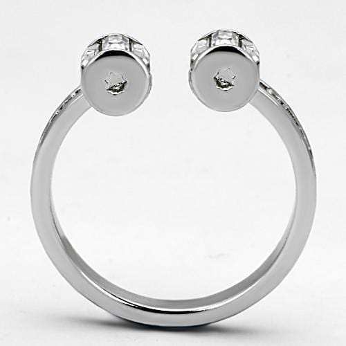 3W526 - Rhodium Brass Ring with Top Grade Crystal in Clear - Alamode - Flyclothing LLC