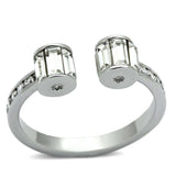 3W526 - Rhodium Brass Ring with Top Grade Crystal in Clear - Alamode - Flyclothing LLC