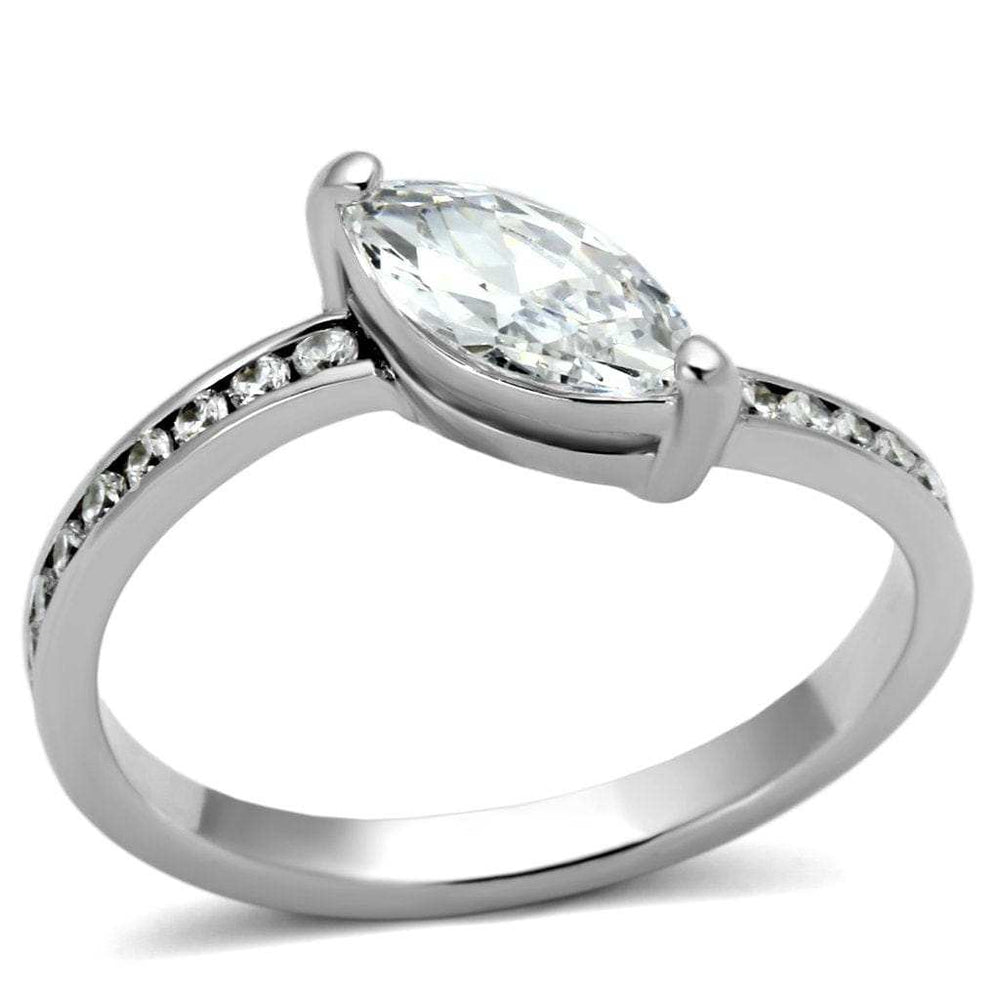 3W528 - Rhodium Brass Ring with AAA Grade CZ in Clear - Alamode - Flyclothing LLC