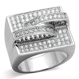 3W562 - Rhodium Brass Ring with AAA Grade CZ in Clear - Alamode - Flyclothing LLC