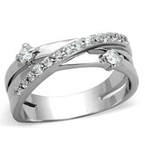 3W565 - Rhodium Brass Ring with AAA Grade CZ in Clear - Alamode - Flyclothing LLC