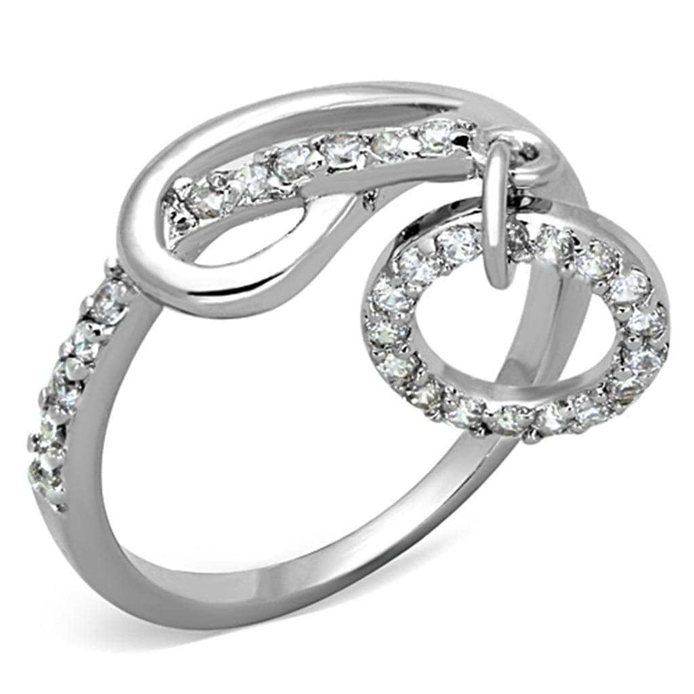 3W577 - Rhodium Brass Ring with AAA Grade CZ in Clear - Alamode - Flyclothing LLC