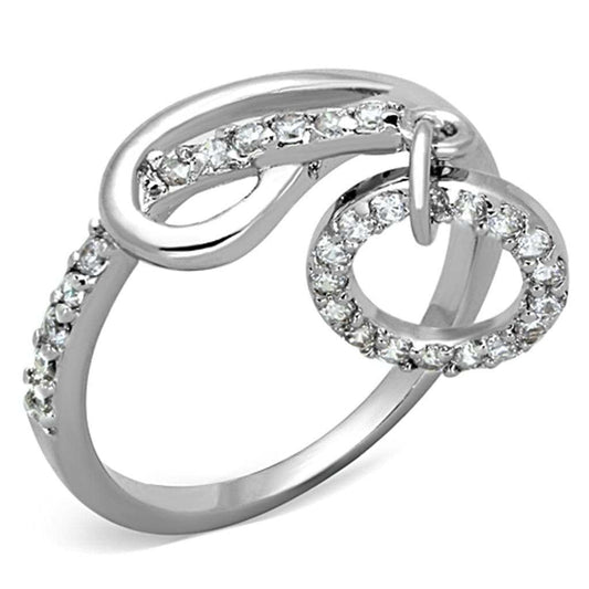 3W577 - Rhodium Brass Ring with AAA Grade CZ in Clear - Alamode - Flyclothing LLC