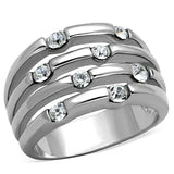 3W581 - Rhodium Brass Ring with Top Grade Crystal in Clear - Alamode - Flyclothing LLC