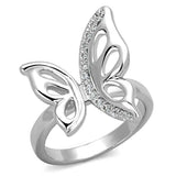 3W592 - Rhodium Brass Ring with AAA Grade CZ in Clear - Alamode - Flyclothing LLC
