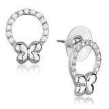 3W620 - Rhodium Brass Earrings with AAA Grade CZ in Clear - Alamode - Flyclothing LLC