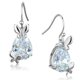 3W622 - Rhodium Brass Earrings with AAA Grade CZ in Clear - Alamode - Flyclothing LLC