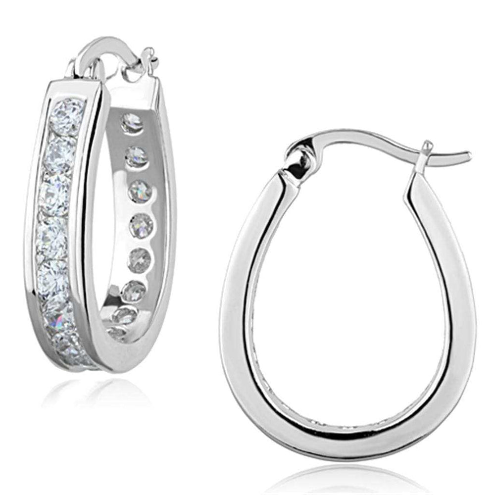3W625 - Rhodium Brass Earrings with AAA Grade CZ in Clear - Alamode - Flyclothing LLC