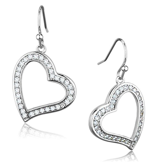 3W628 - Rhodium Brass Earrings with AAA Grade CZ in Clear - Alamode - Flyclothing LLC