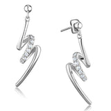 3W632 - Rhodium Brass Earrings with AAA Grade CZ in Clear - Alamode - Flyclothing LLC
