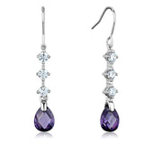 3W635 - Rhodium Brass Earrings with AAA Grade CZ in Amethyst - Alamode - Flyclothing LLC