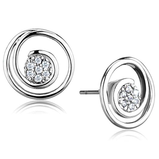 3W638 - Rhodium Brass Earrings with AAA Grade CZ in Clear - Alamode - Flyclothing LLC