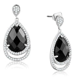 3W658 - Rhodium Brass Earrings with AAA Grade CZ in Jet - Alamode - Flyclothing LLC