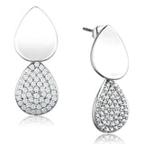 3W659 - Rhodium Brass Earrings with AAA Grade CZ in Clear - Alamode - Flyclothing LLC