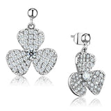 3W662 - Rhodium Brass Earrings with AAA Grade CZ in Clear - Alamode - Flyclothing LLC