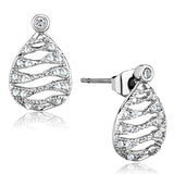 3W664 - Rhodium Brass Earrings with AAA Grade CZ in Clear - Alamode - Flyclothing LLC