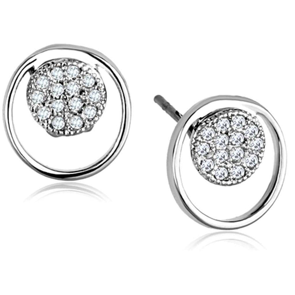 3W669 - Rhodium Brass Earrings with AAA Grade CZ in Clear - Alamode - Flyclothing LLC