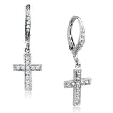 3W688 - Rhodium Brass Earrings with AAA Grade CZ in Clear - Alamode - Flyclothing LLC