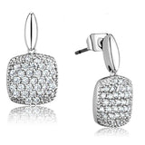 3W691 - Rhodium Brass Earrings with AAA Grade CZ in Clear - Alamode - Flyclothing LLC