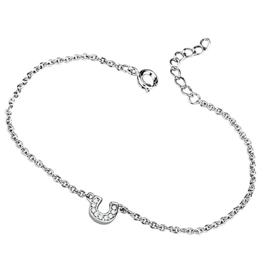 3W710 - Rhodium Brass Bracelet with AAA Grade CZ in Clear - Alamode - Flyclothing LLC