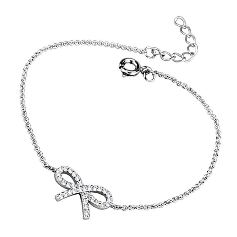 3W712 - Rhodium Brass Bracelet with AAA Grade CZ in Clear - Alamode - Flyclothing LLC