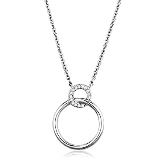 3W717 - Rhodium Brass Necklace with AAA Grade CZ in Clear - Alamode - Flyclothing LLC