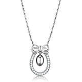 3W718 - Rhodium Brass Necklace with AAA Grade CZ in Clear - Alamode - Flyclothing LLC