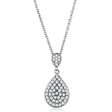 3W720 - Rhodium Brass Necklace with AAA Grade CZ in Clear - Alamode - Flyclothing LLC