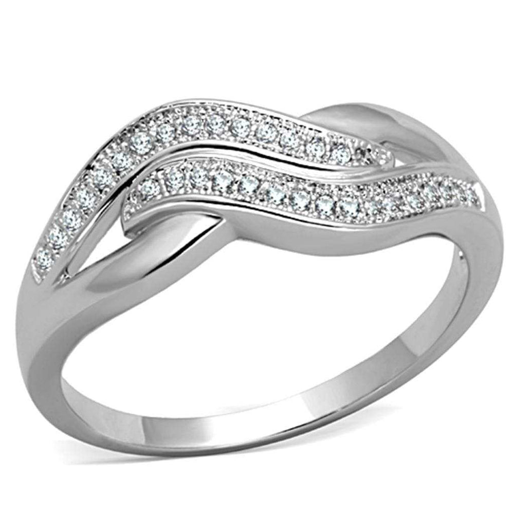 3W724 - Rhodium Brass Ring with AAA Grade CZ in Clear - Alamode - Flyclothing LLC