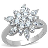 3W725 - Rhodium Brass Ring with AAA Grade CZ in Clear - Alamode - Flyclothing LLC