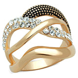 3W737 - Rose Gold Brass Ring with Top Grade Crystal in Clear - Alamode - Flyclothing LLC