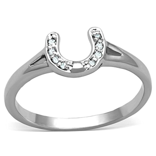 3W762 - Rhodium Brass Ring with AAA Grade CZ in Clear - Alamode - Flyclothing LLC