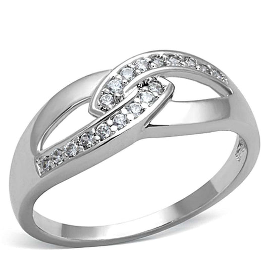 3W763 - Rhodium Brass Ring with AAA Grade CZ in Clear - Alamode - Flyclothing LLC