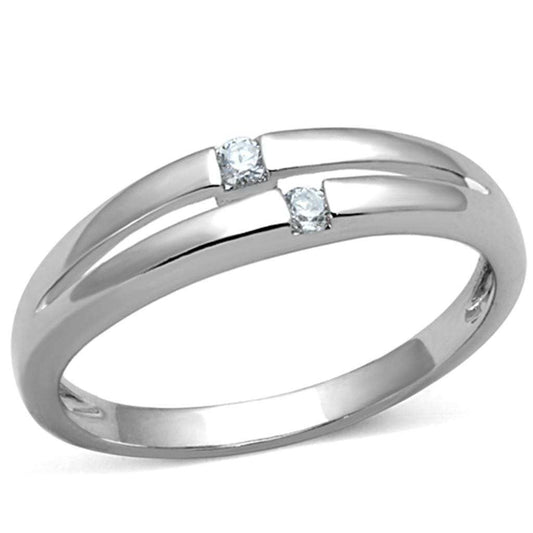 3W779 - Rhodium Brass Ring with AAA Grade CZ in Clear - Alamode - Flyclothing LLC