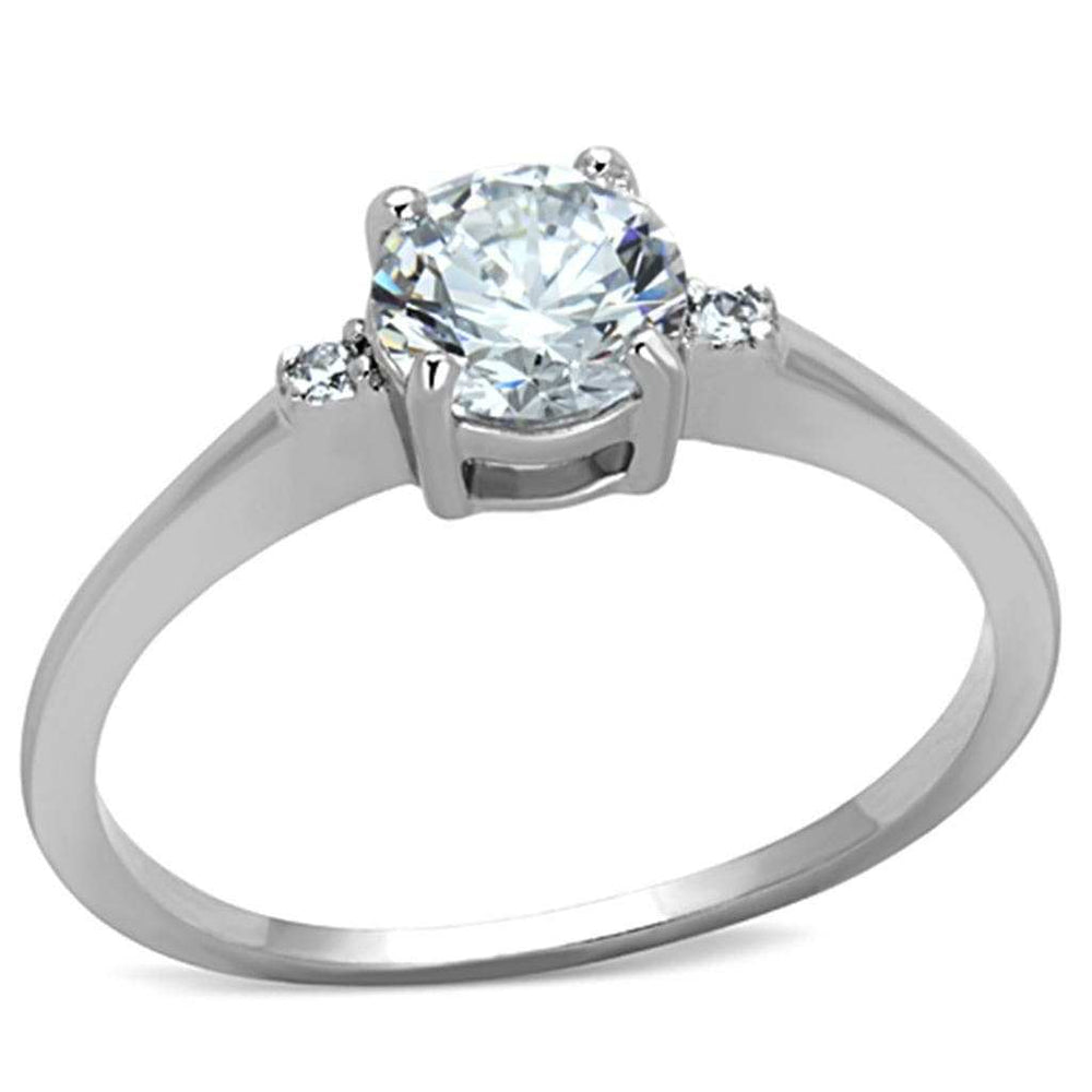 3W786 - Rhodium Brass Ring with AAA Grade CZ in Clear - Alamode - Flyclothing LLC