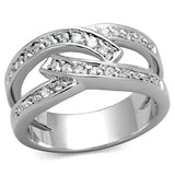3W806 - Rhodium Brass Ring with AAA Grade CZ in Clear - Alamode - Flyclothing LLC
