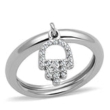 3W808 - Rhodium Brass Ring with AAA Grade CZ in Clear - Alamode - Flyclothing LLC
