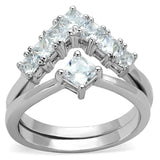 3W815 - Rhodium Brass Ring with AAA Grade CZ in Clear - Alamode - Flyclothing LLC
