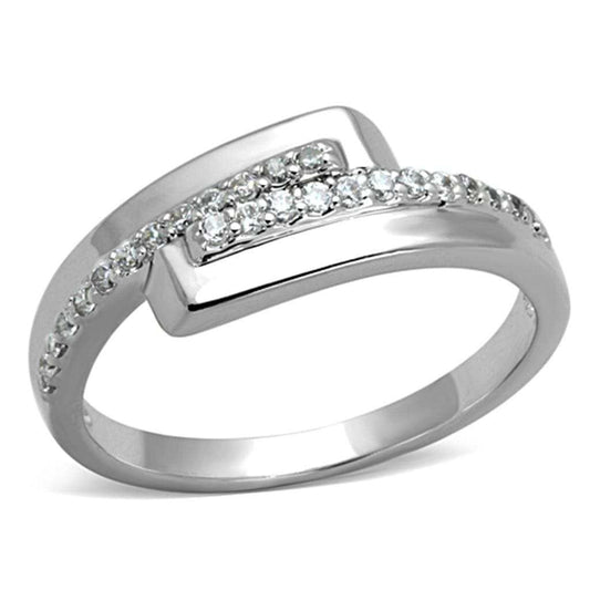 3W835 - Rhodium Brass Ring with AAA Grade CZ in Clear - Alamode - Flyclothing LLC