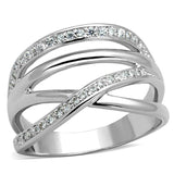 3W836 - Rhodium Brass Ring with AAA Grade CZ in Clear - Alamode - Flyclothing LLC