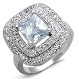 3W839 - Rhodium Brass Ring with AAA Grade CZ in Clear - Alamode - Flyclothing LLC