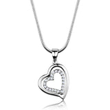 3W841 - Rhodium Brass Chain Pendant with AAA Grade CZ in Clear - Alamode - Flyclothing LLC