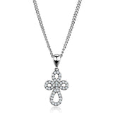 3W845 - Rhodium Brass Chain Pendant with AAA Grade CZ in Clear - Alamode - Flyclothing LLC