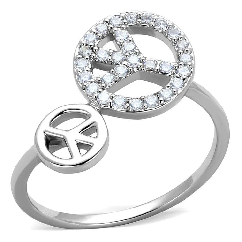 3W853 - Rhodium Brass Ring with AAA Grade CZ in Clear - Alamode - Flyclothing LLC