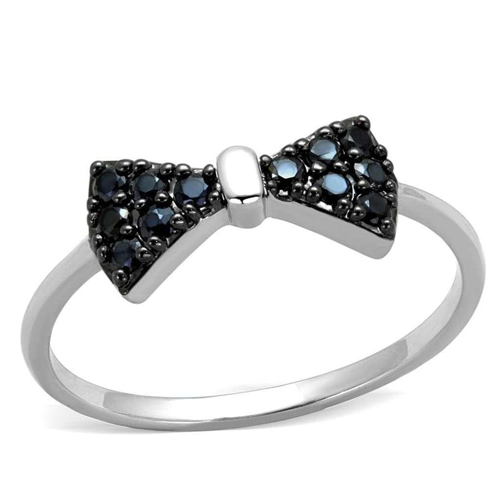 3W856 - Rhodium + Ruthenium Brass Ring with AAA Grade CZ in Black Diamond - Alamode - Flyclothing LLC