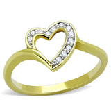 3W870 - Gold+Rhodium Brass Ring with AAA Grade CZ in Clear - Alamode - Flyclothing LLC
