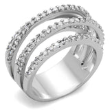 3W871 - Rhodium Brass Ring with AAA Grade CZ in Clear - Alamode - Flyclothing LLC