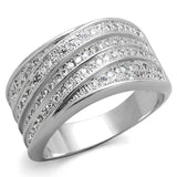 3W882 - Rhodium Brass Ring with AAA Grade CZ in Clear - Alamode - Flyclothing LLC