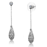 3W898 - Rhodium Brass Earrings with Top Grade Crystal in Clear - Alamode - Flyclothing LLC